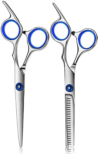 Miniatura 6 de Hair Cutting Scissors Hair Thinning Texturizing Shears Hairdressing Shears With Detachable Finger Ring for BarberMenWomenSalon&Home (Blue)
