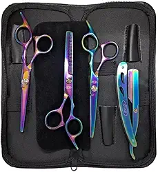 Kit Barbeiro Aço Inox Cabeleireiro Tesouras Navalha Pentes Barbearia Corte Masculino Profissional Barbeiro Cabeleireiro - Upshop (Tesoura Boreal)