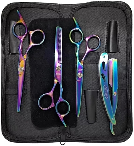 Kit Barbeiro Aço Inox Cabeleireiro Tesouras Navalha Pentes Barbearia Corte Masculino Profissional Barbeiro Cabeleireiro - Upshop (Tesoura Boreal)