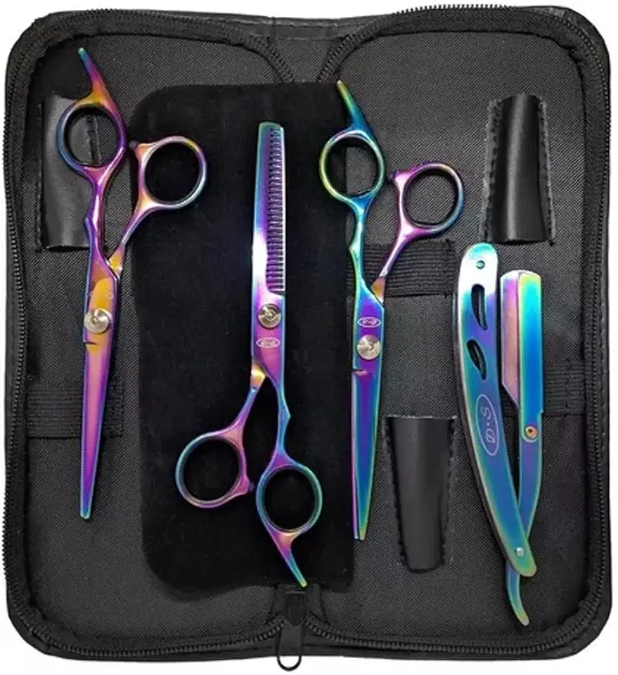 Kit Barbeiro Aço Inox Cabeleireiro Tesouras Navalha Pentes Barbearia Corte Masculino Profissional Barbeiro Cabeleireiro - Upshop (Tesoura Boreal)