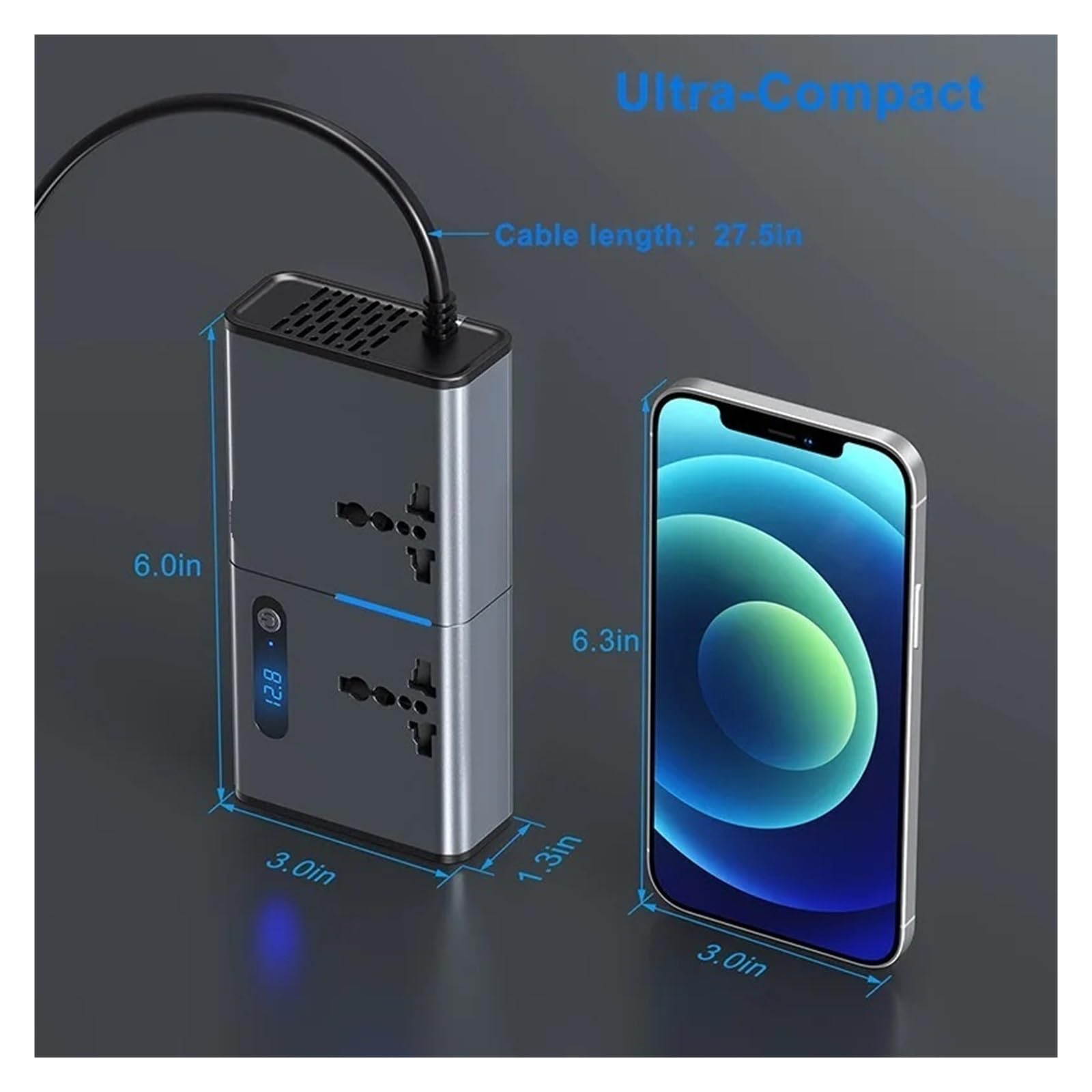 Przetwornica samochodowa DC 12V do AC Auto Converter Type-C USB Szybkie ładowanie Charr, Zasilacz,Stabilna konwersja mocy