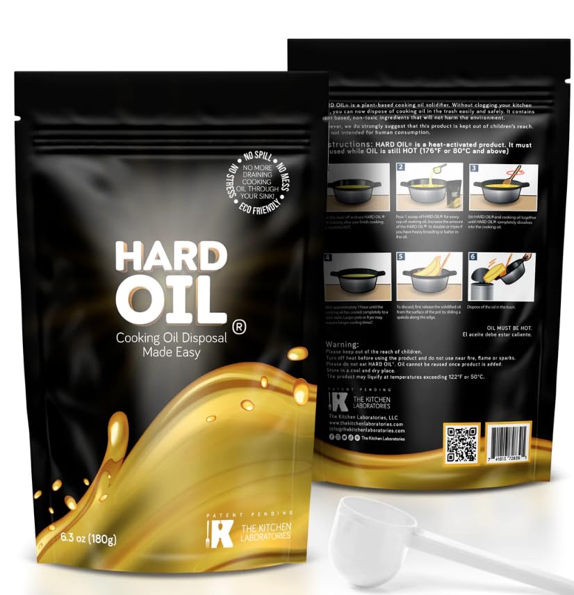 The Kitchen Laboratories LLC HARD OIL Solidifies Up to 18 Cups of Cooking Oil Patent-Pending Cooking Oil Solidifier Hardener Powder