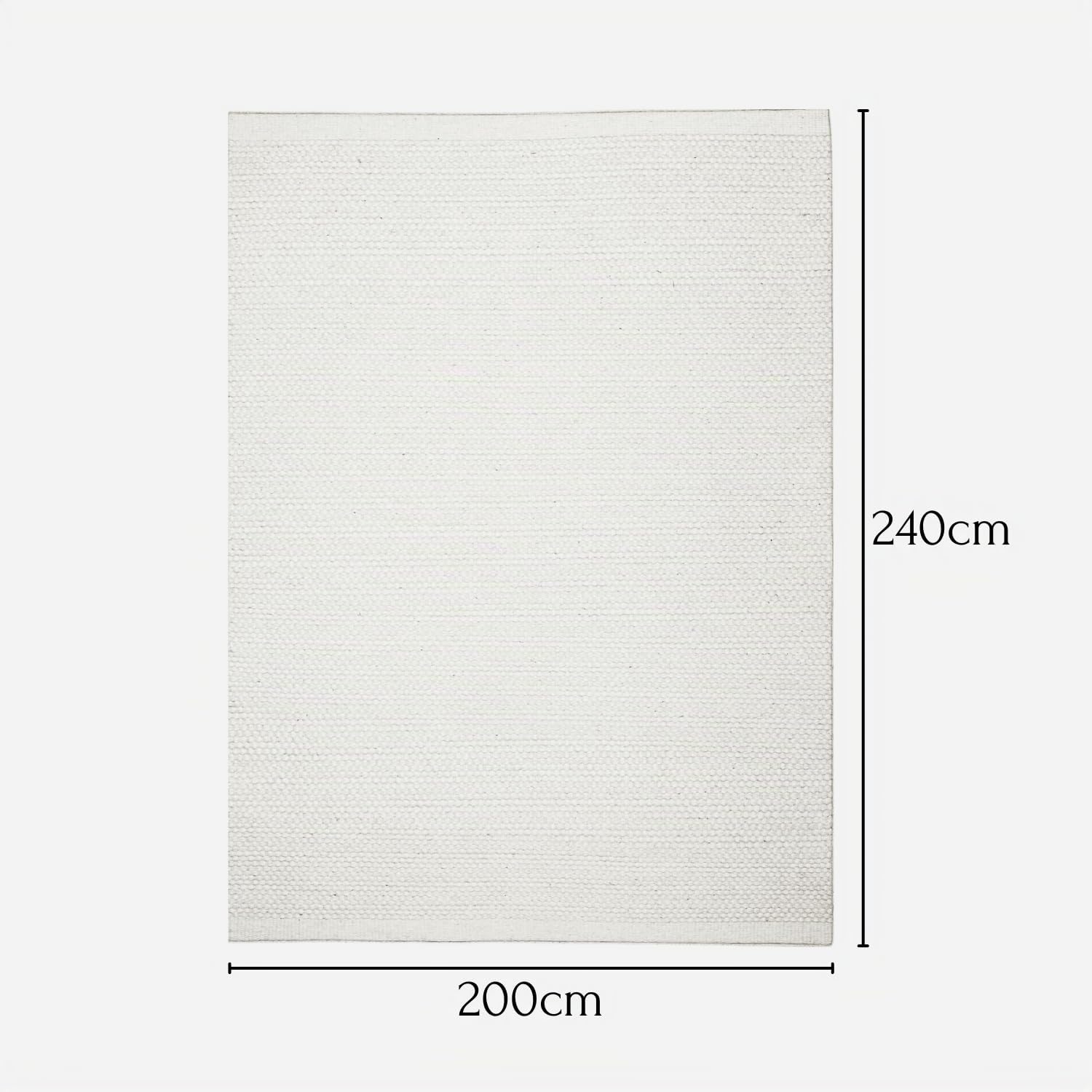 MY-RUG Wollteppich 200x240 cm - WoolHeaven Schurwolle Natur Weiß | Handgewebter Wendeteppich aus gewalkter Wolle, weich und robust, ideal für Wohnzimmer, Boho und Skandinavisch Design