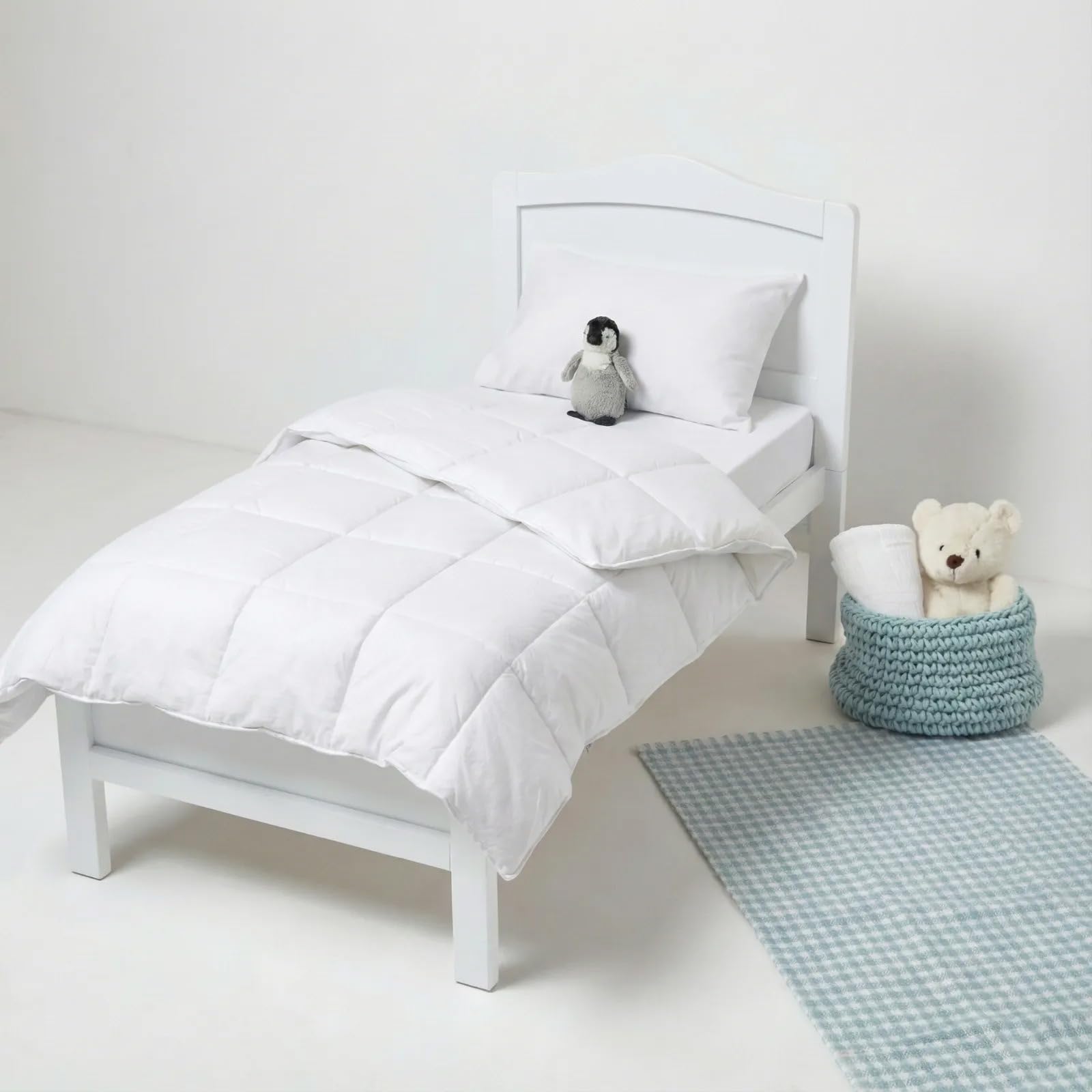 HOMESCAPES Couette Enfant 120x150 cm et Oreiller Enfant 40x60 cm en Plumes et Duvet d’oie 330 g/m²