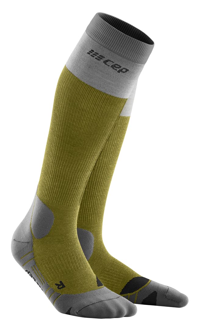 CEP Light Merino Wool Hiking Tall Compression Socks, Olive/Grey, Women, II