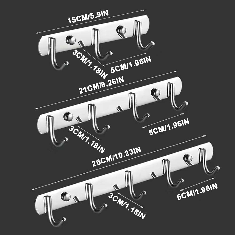 3 Stainless Steel Hanging Hooks for Wall Mounted Items Coat Hooks Hat Racks and Bathroom Towel Hooks Suitable for Shelves in Bathroom and Bedroom Kitchen Areas