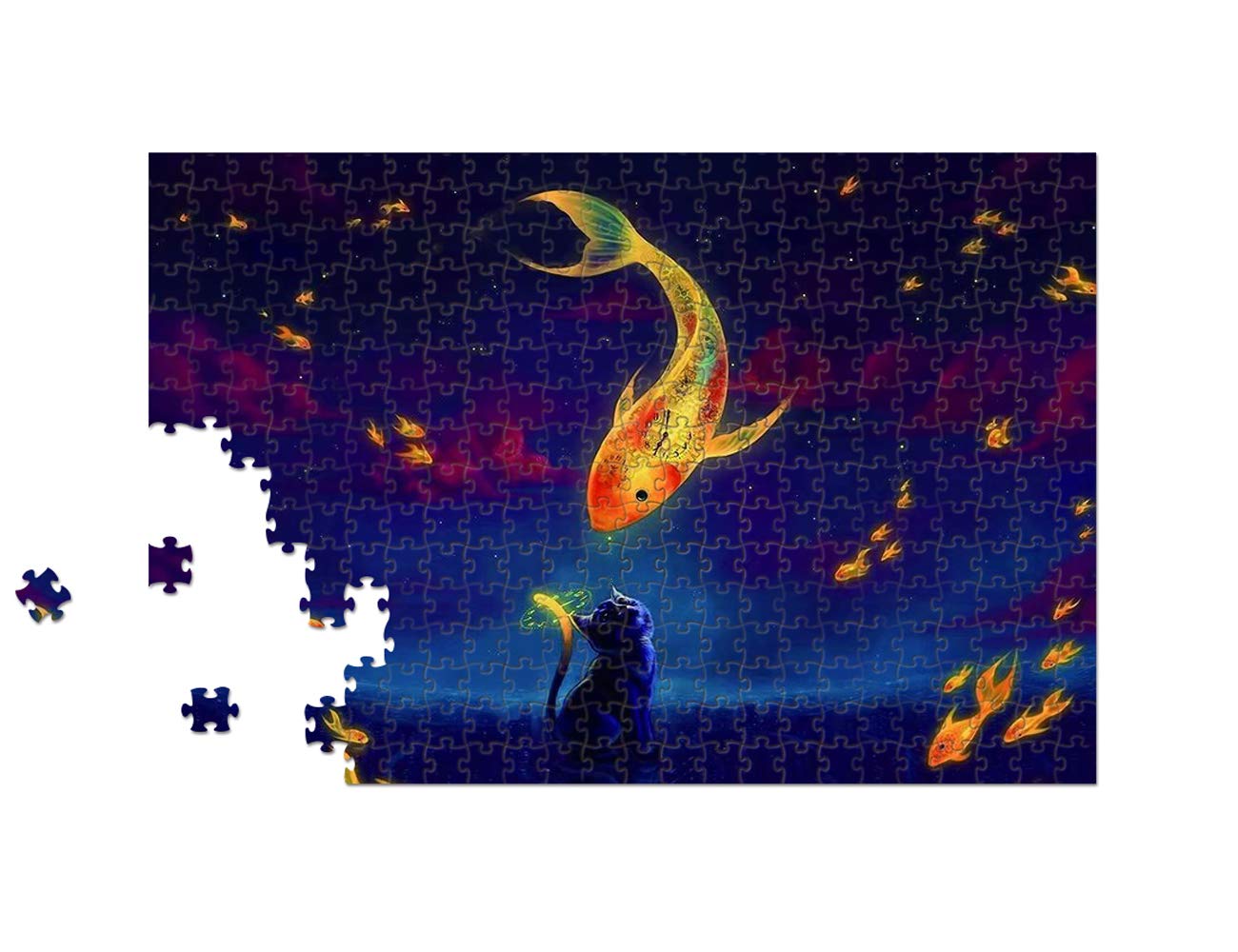 Mceal Wooden Jigsaw Puzzle 1000 Piece - Cat & Flying Fish
