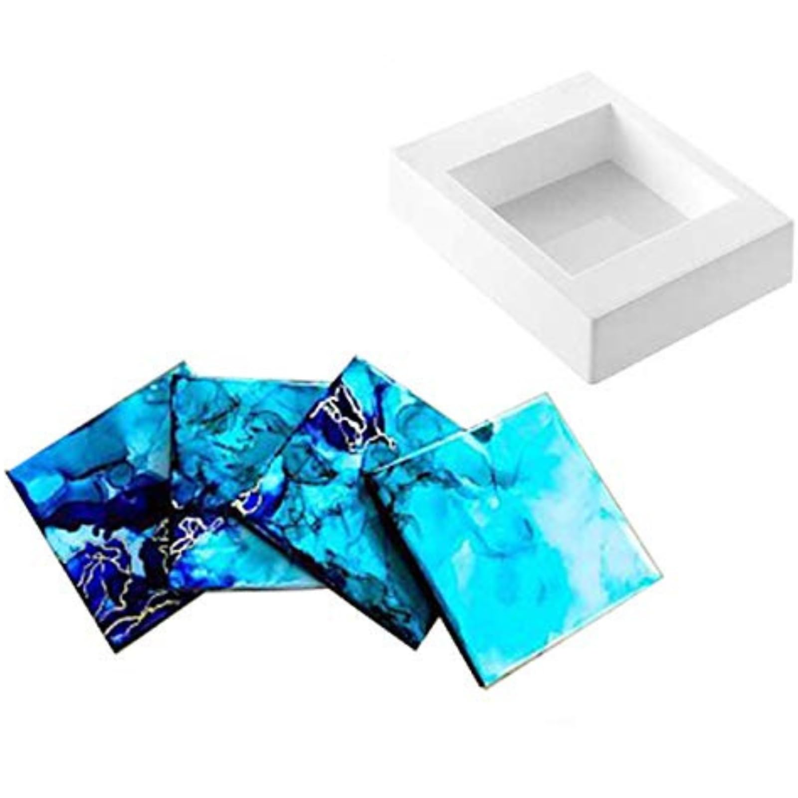 Stampo In Silicone Rettangolare 12x12x4 Cm Per Sottobicchieri E Resina - Bianco, Resistente Al Calore (-60°C A +230°C) - 2