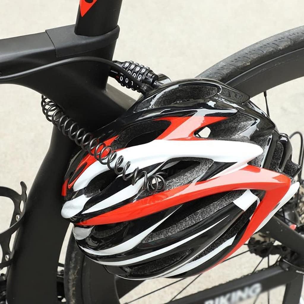 Bicycle Locks Heavy Duty Anti Theft Bike Lock Bicycle Mini Helmet Lock Chain 4 Digit Password Bike Motorcycle Motorbike Anti-Theft Hanging Hook Cable Lockstitch