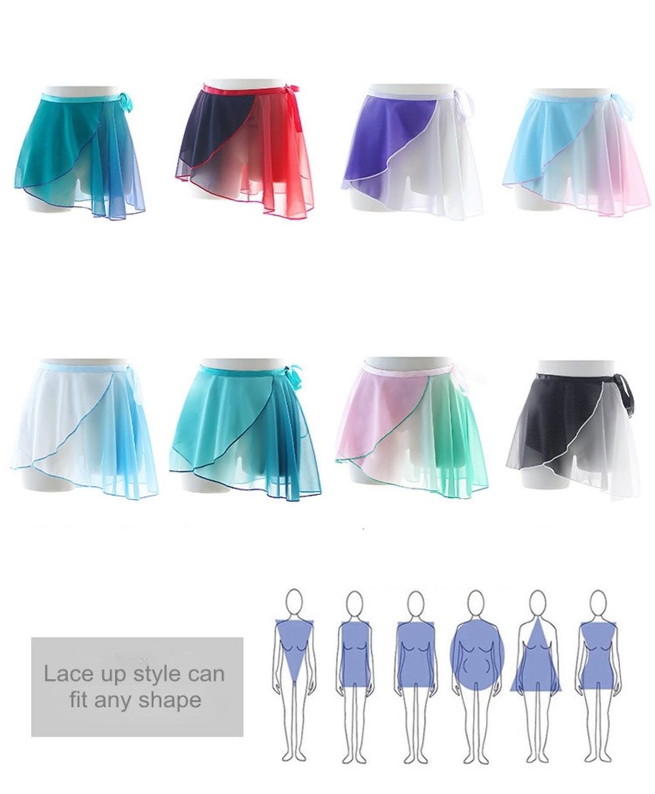 Chiffon-Rock Professioneller Erwachsener Rock Tanzkleid Chiffon Ballettröcke Damen Soft Lace Up Ballerina Tanzkostüme(Color 1)
