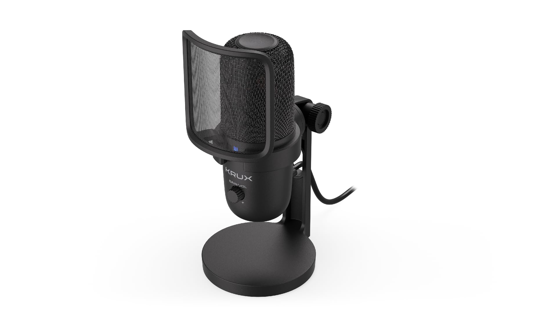 Krux Emote 2000S, Mikrofon USB typu Plug&Play, przełączanie między kardioidalną i dookólną charakterystyką kierunkową, regulacja głośności i wzmocnienia, dwa rodzaje filtrów, Mute | KRXC002