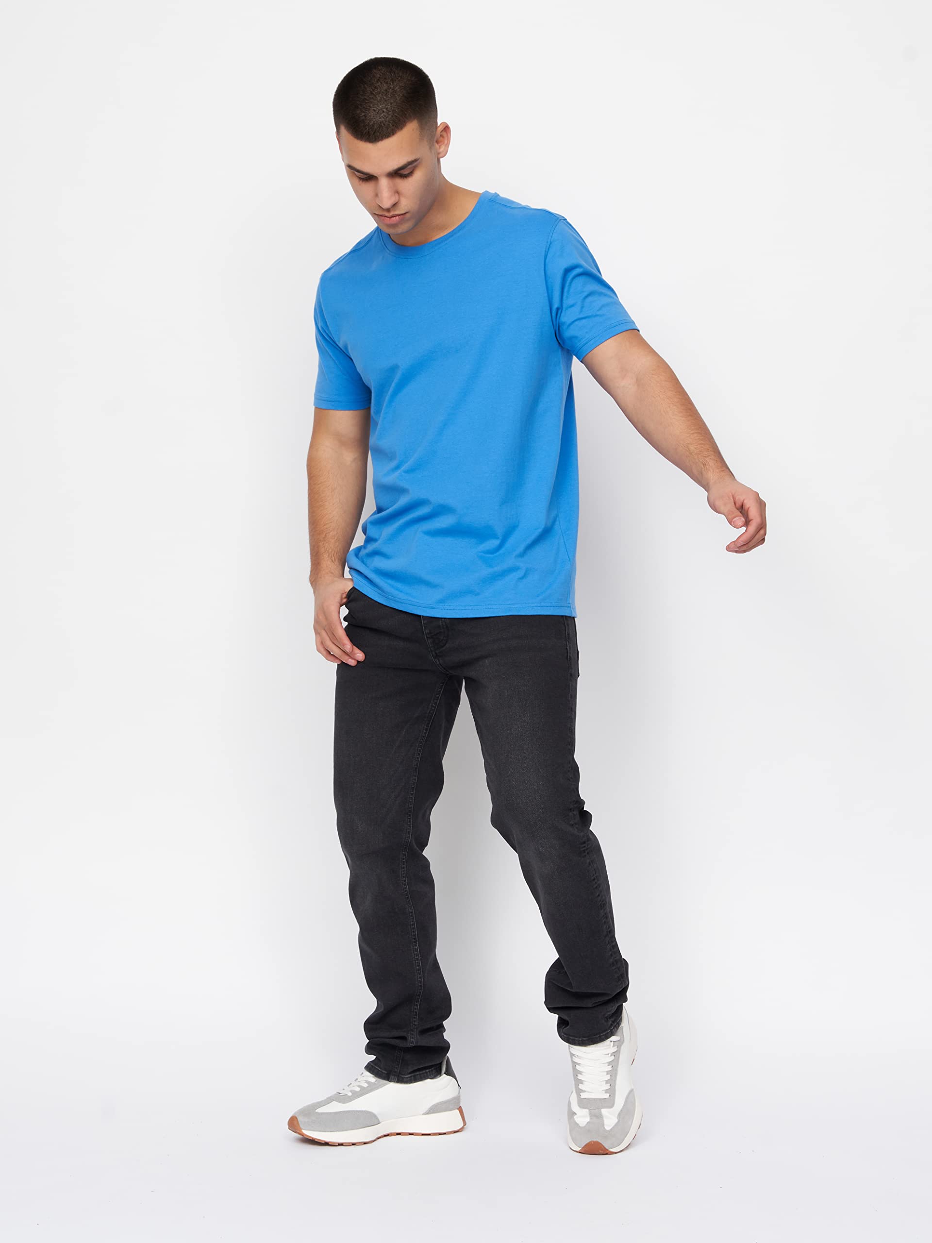Kandor, Confezione da 5 magliette da uomo, abbigliamento del Regno Unito, classiche e casual, a girocollo, a tinta unita, in 100% cotone, di qualità, adatte per palestra e lavoro