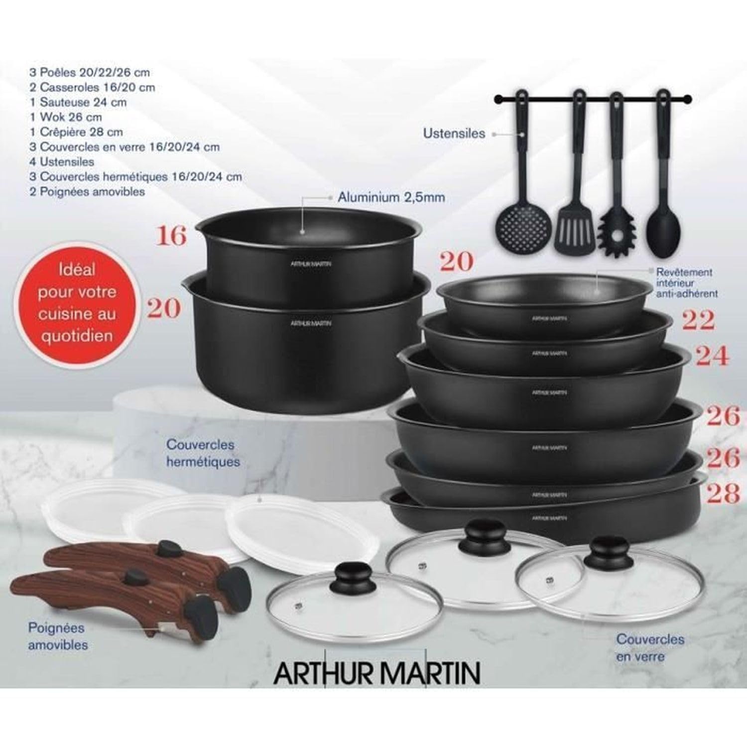 Arthur Martin Batería de Cocina 20 Piezas