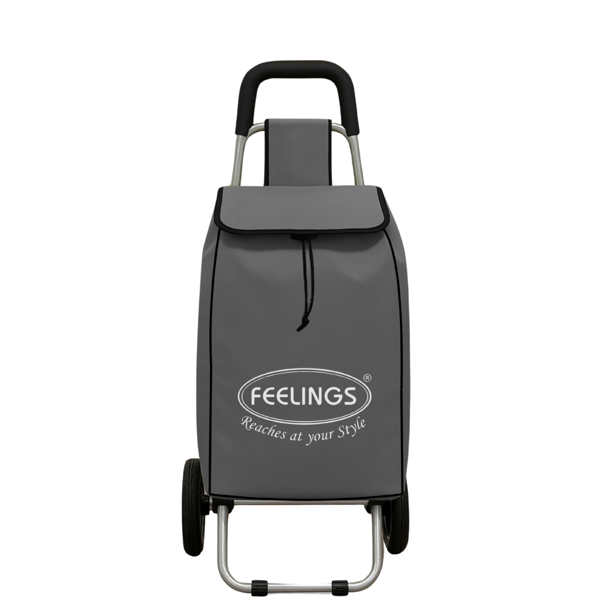 FEELINGS Shopping Trolley | Foldable & Portable Fabric Luggage Bag with Wheels – Grey