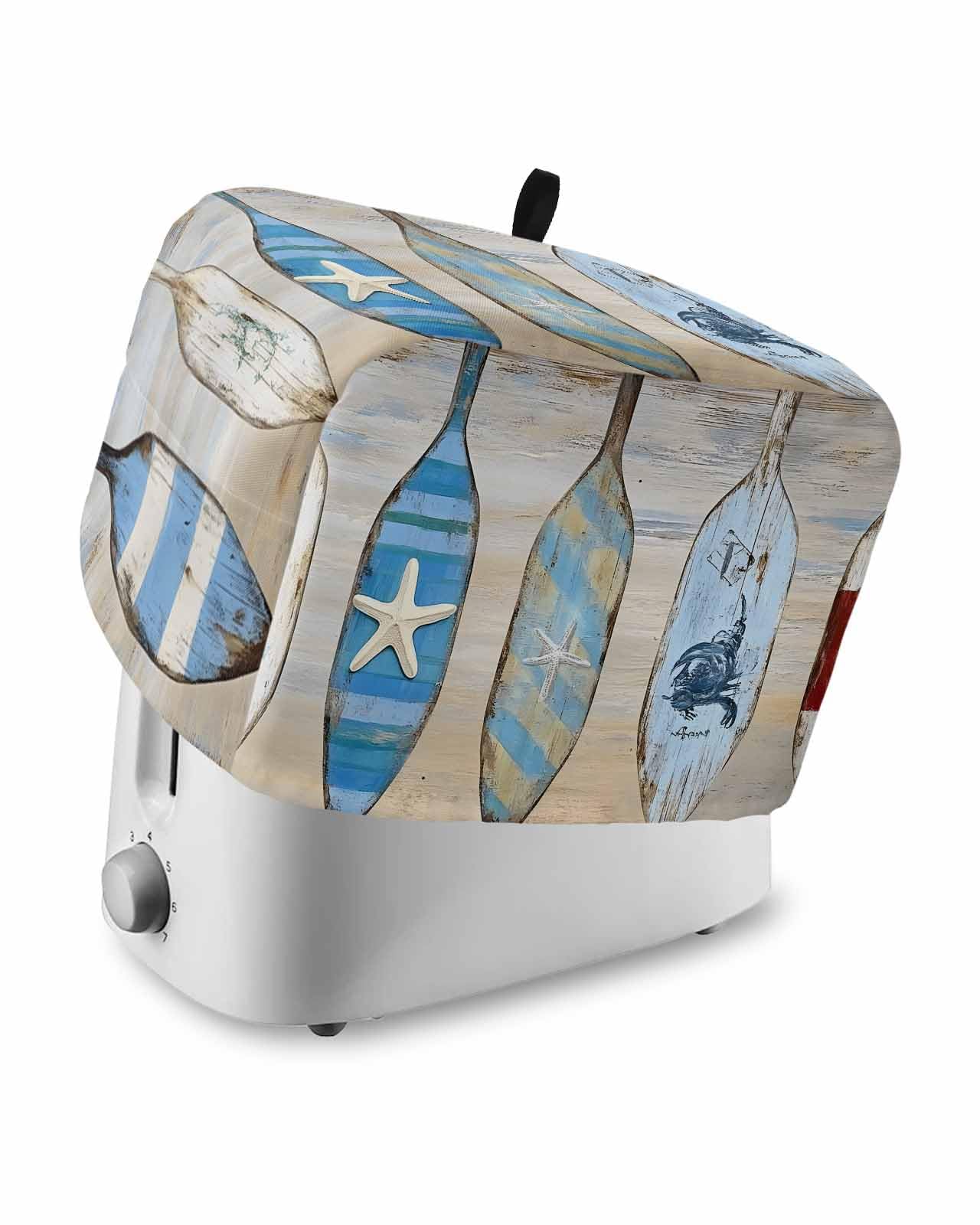 Toaster Cover 4 Slice Nautical Wine Bottle Toaster Oven Cover with Pockets Anchor Painting Bakeware Protector Small Kitchen Appliance Dust Covers and Fingerprint Protection Bread Machine Cover Decor
