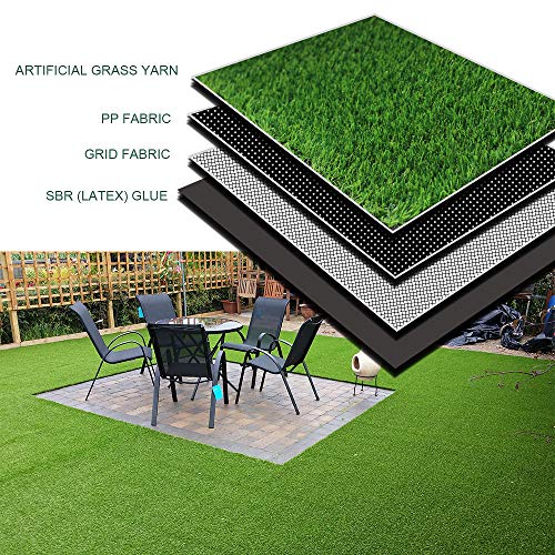 WarmShe 0.7inch Realistic Indoor/Outdoor Artificial Grass/Turf Synthetic Drainage Holes Pet Faux Grass Astro Rug Carpet 4FTX6FT Indoor Outdoor Balcony - Image 4