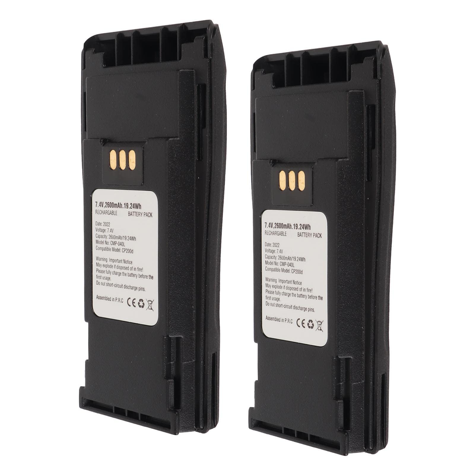 2 Stück Walkie Talkie 2600 MAh Lithium-Ionen- für -Funkgeräte, Wiederaufladbar, Hohe Kapazität, Langlebig