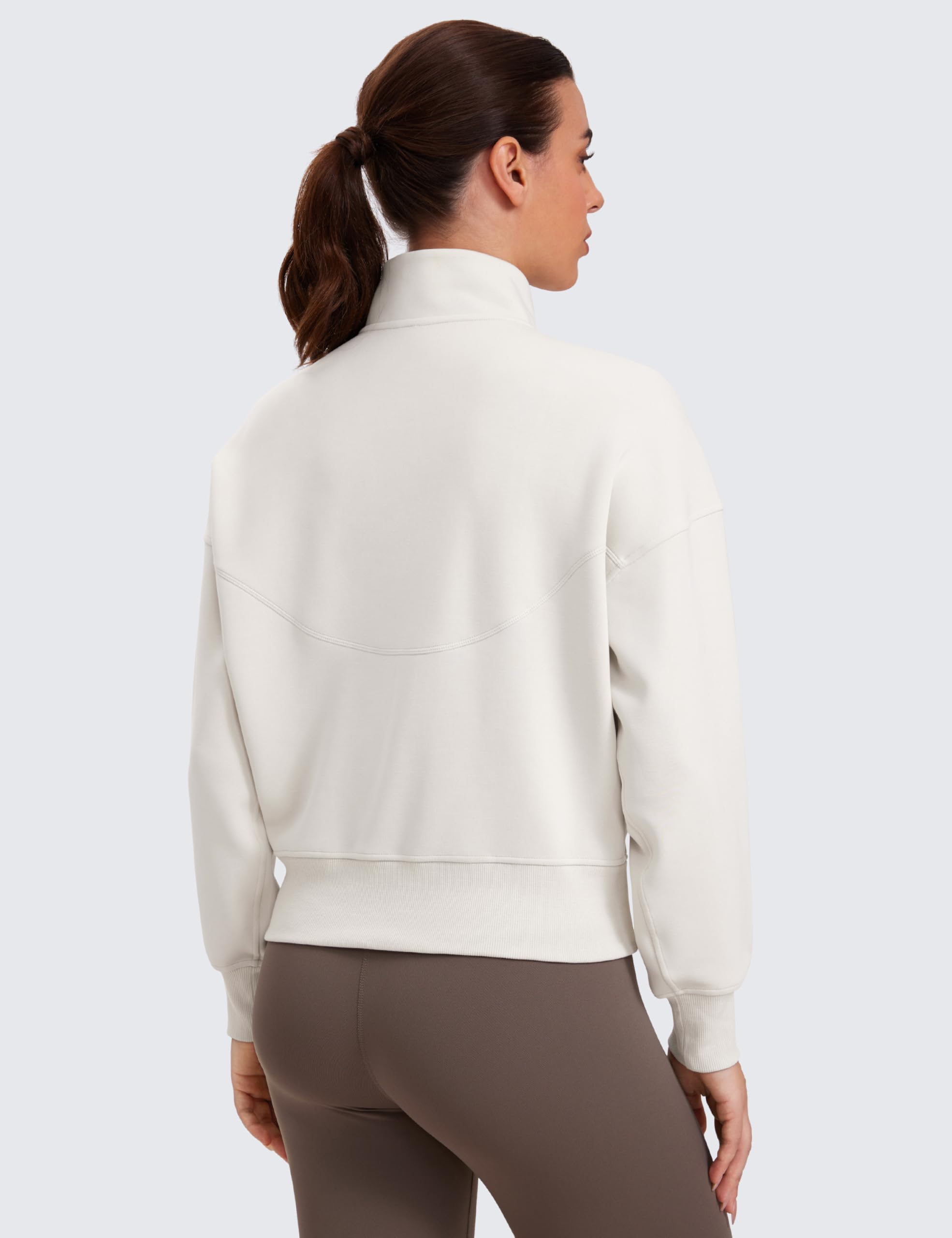 CRZ YOGA Damen SoftAura Half Zip Sweatshirt Langarm Quartal Pullover Oberteile Workout Lässig Trichterhals Sweatshirts mit Tasche
