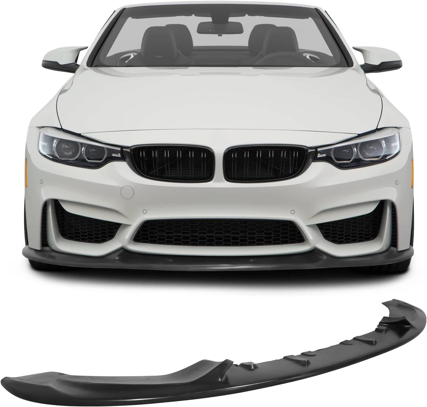 IKON MOTORSPORTS, Front Bumper Lip Compatible with 2015-2020 BMW F80 M3 & F82 F83 M4, Unpainted PU Air Dam Chin Body Kit Front Bumper Lip Spoiler Spiltter, 2016 2017 2018 2019