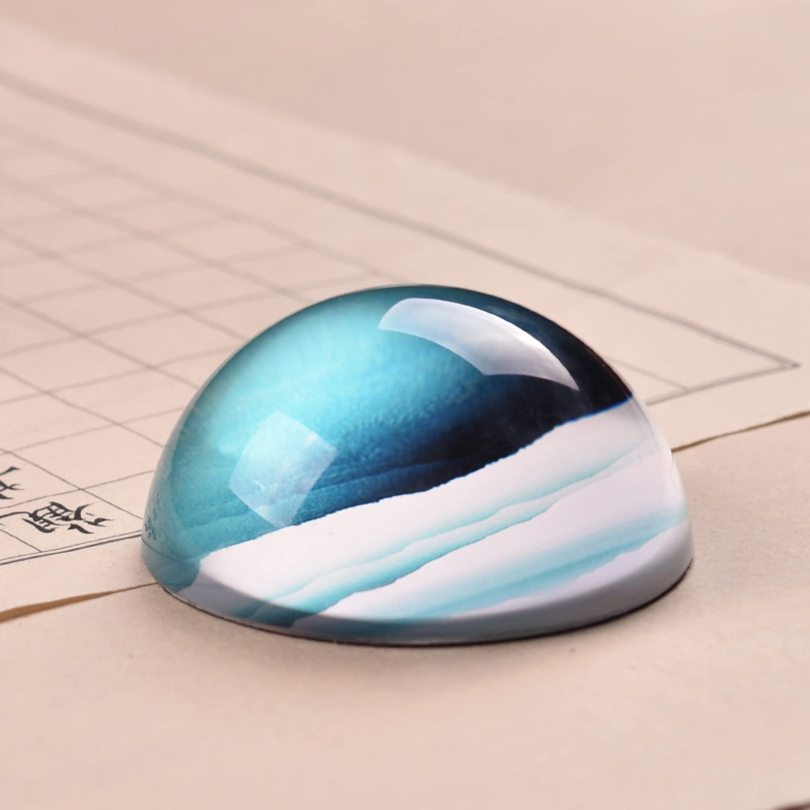 Kristallornament Blaue Berglandschaft Glashalbkugel Briefbeschwerer Halbkugel Figur Handgemachtes Kunstgeschenk Home Office Tischverzierung Kugel