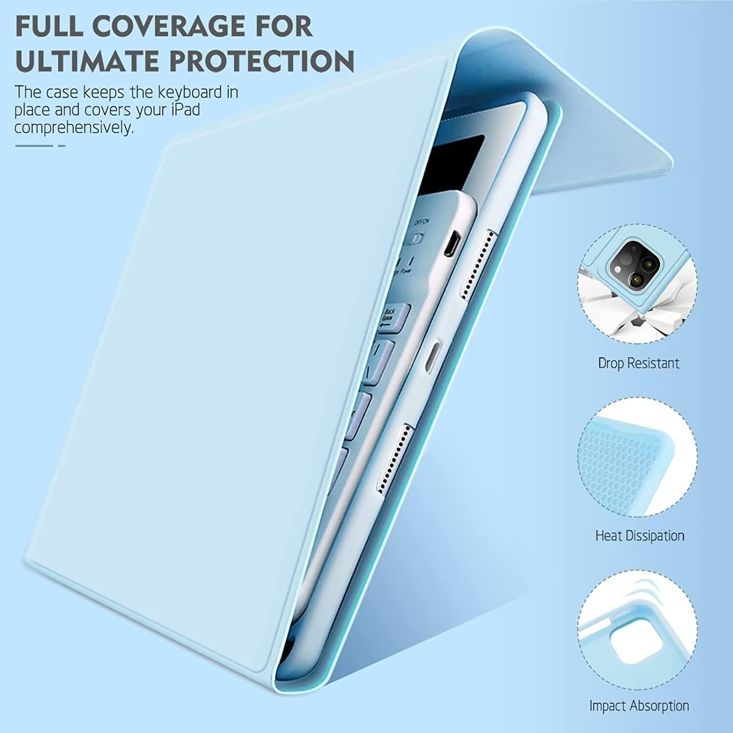 Keyboard case with Mouse for iPad Pro 13 inch （2024），7th Generation Ultra Thin Bluetooth Keyboard Built-in Pencil Holder Magnetic Detachable Wireless Keyboard，MintGreen