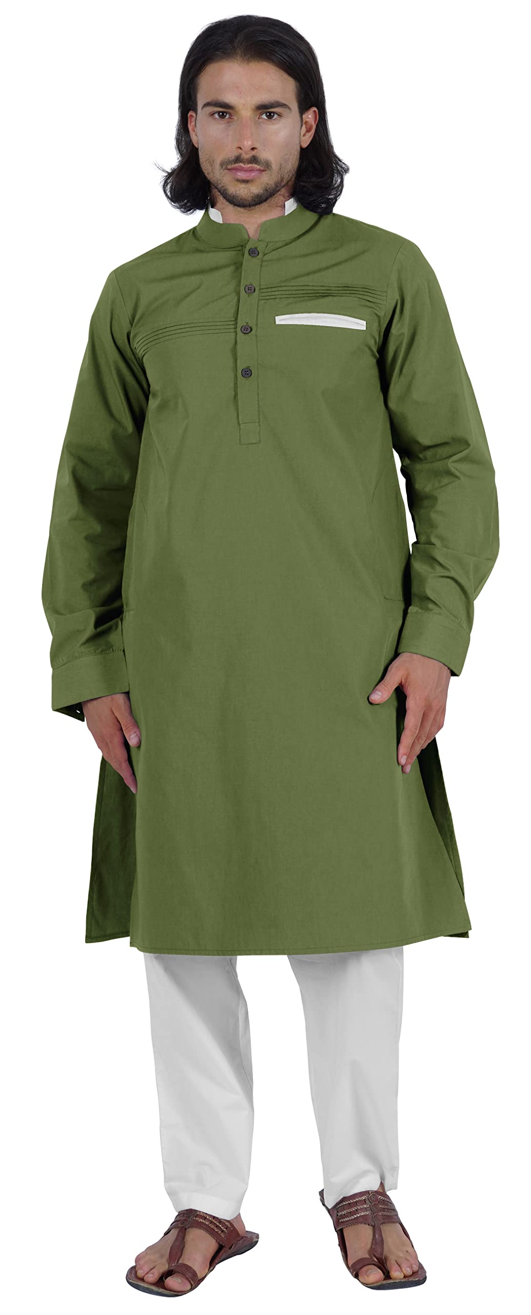 Atasi Herren Henley Welt Tasche Lange Kurta Feste Indische Ethnische Kleidung Für Männer