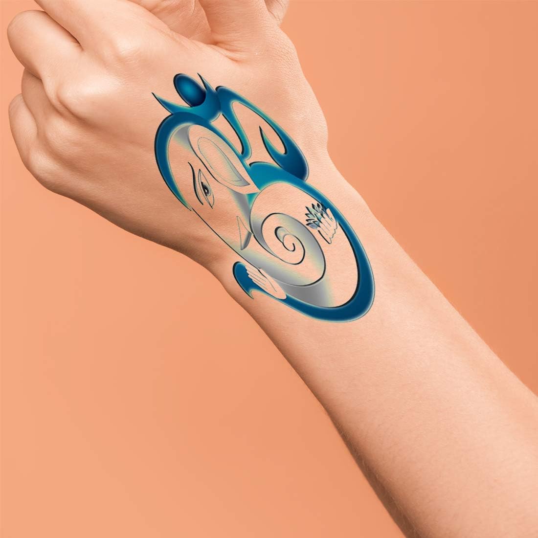 Temporary Tattoowala Shree Ganesha With Om & Mantra Temporary Tattoo For Male and Female Waterproof, skin Care Tattoo sticker 1
