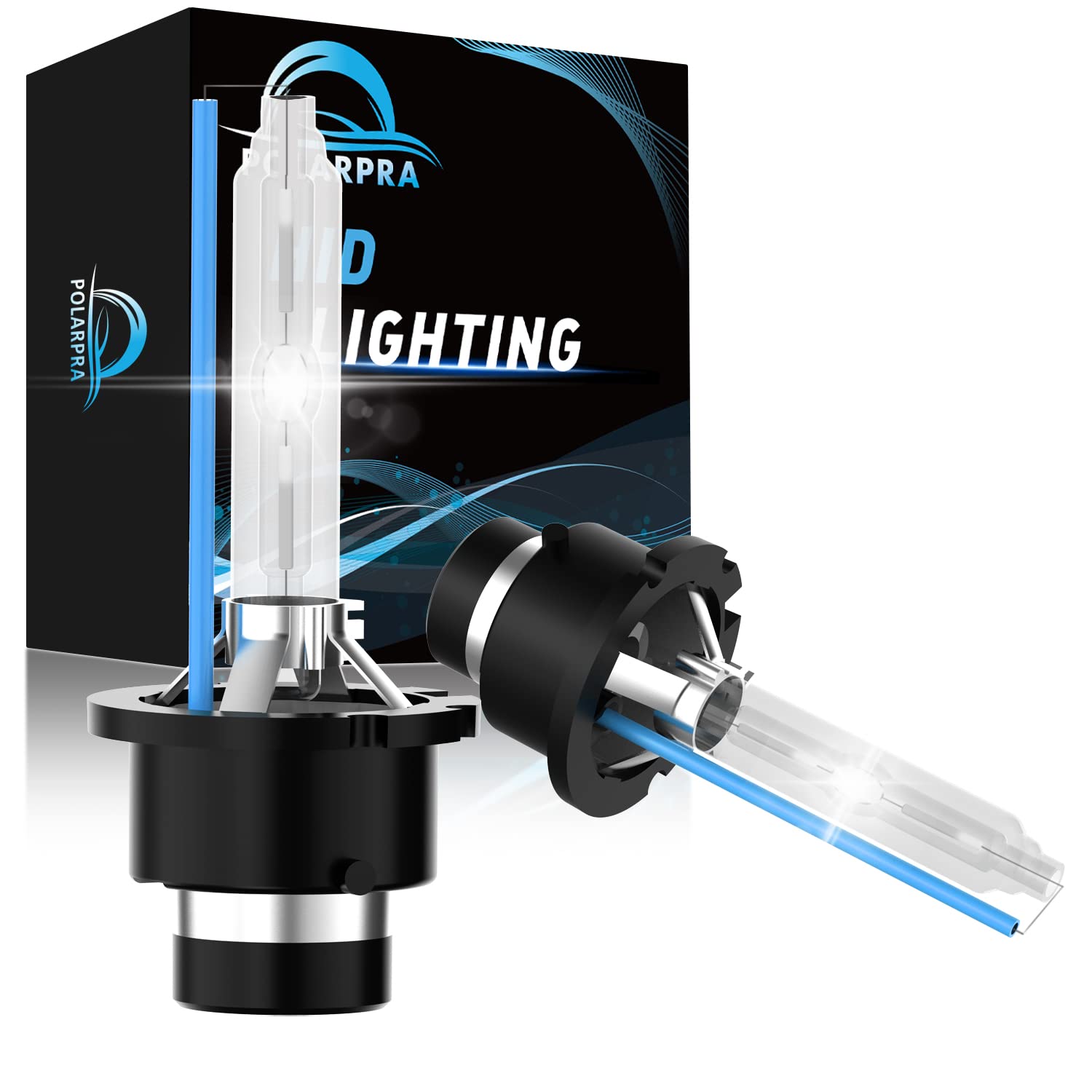 POLARPRAD4S HID Bulbs - 6000K Cold White 35W 7600LM D4S Replacement Super Bright High Low Beam Headlights Bulbs Set D4S Bulb for Cars, 5 Years Lifetime - Pack of 2