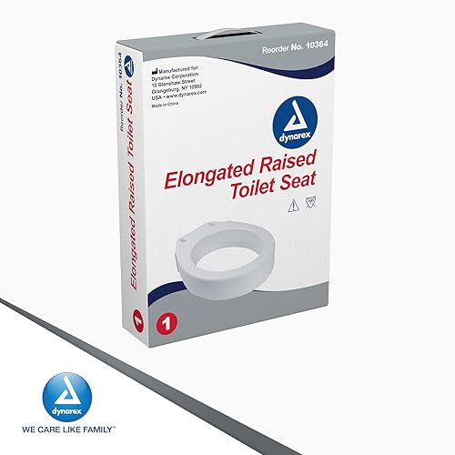 Miniatura 7 de Dynarex El asiento de inodoro elevado alargado sin brazos es un asiento elevado ligero que se utiliza con un inodoro alargado, proporciona una