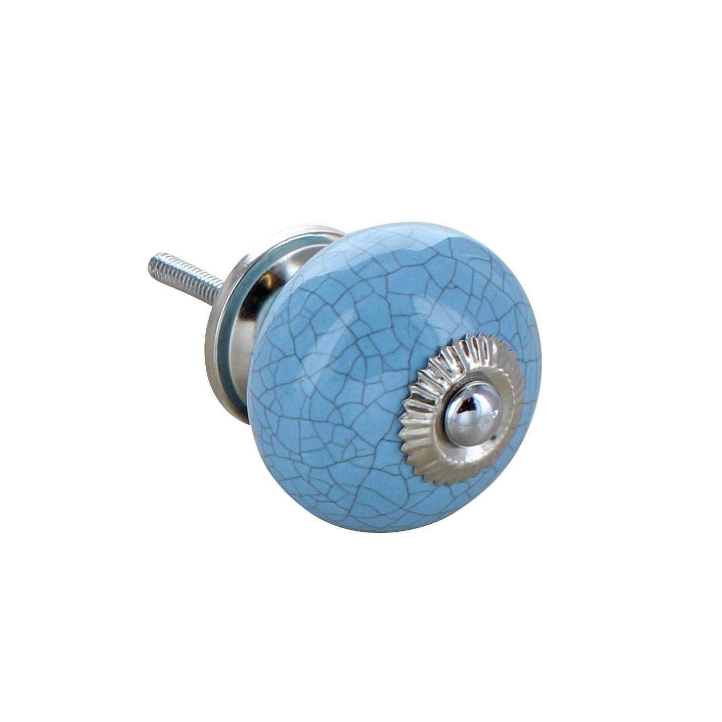 G Decor Light Blue Crackle Ceramic Door Knobs Cupboard Pull Door Handles 4506 (Light Blue)