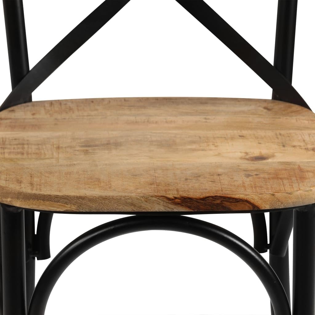 Cross Chairs 2 pcs,Patio Chairs,Porch Chairs,Outdoor Chairs,Lounge Chairs,Library Chairs,Hospitality Chair,for Room,Living Waiting,Farmhouse,Coffee Shop,Outdoor,Black Solid Mango Wood