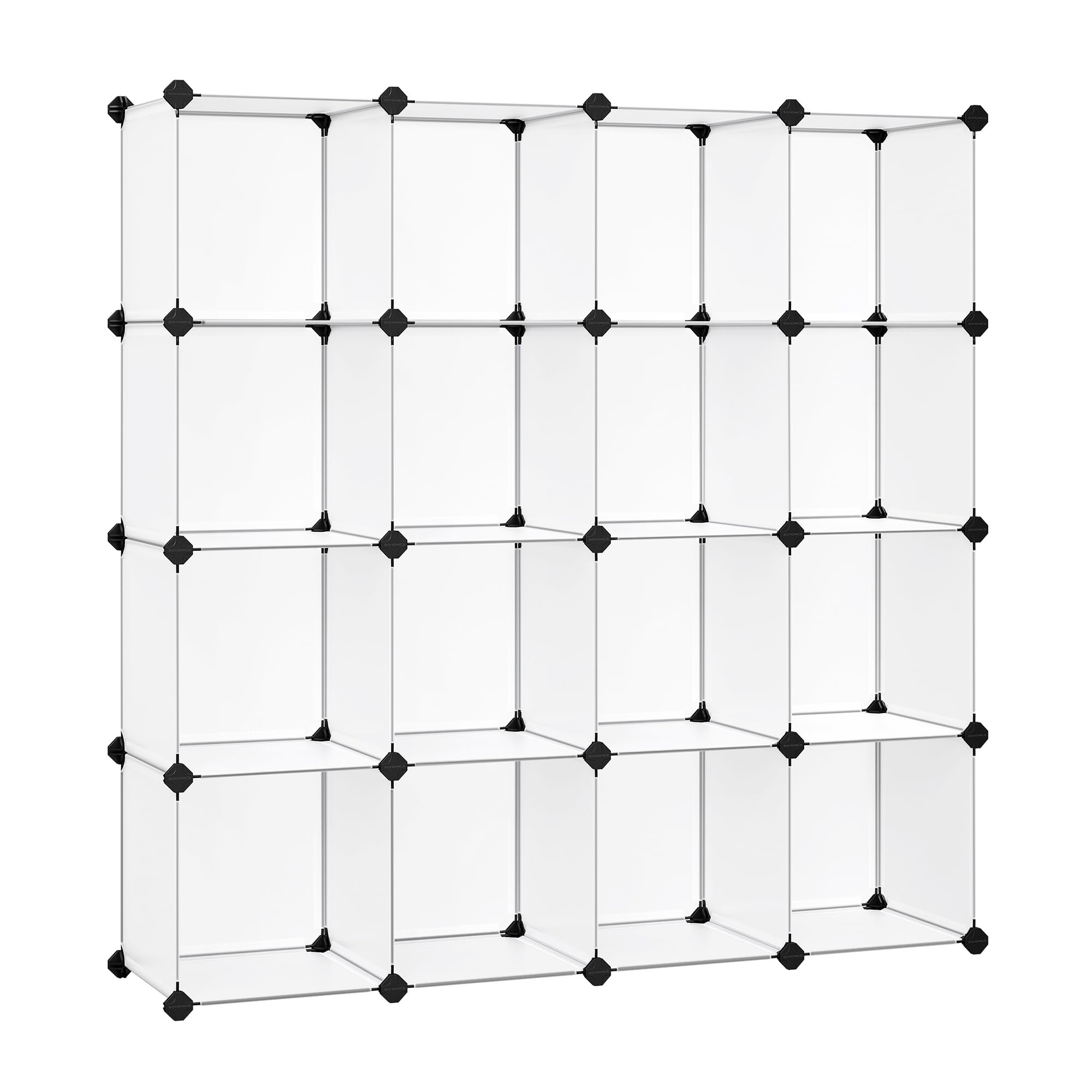 SONGMICS Cube Storage Organizer, 16-Cube Book Shelf, Closet Organizers and Storage, Room Organization, Cube Shelving for Bedroom Living Room, 12.2 x 48.4 x 48.4 Inches, White ULPC44L