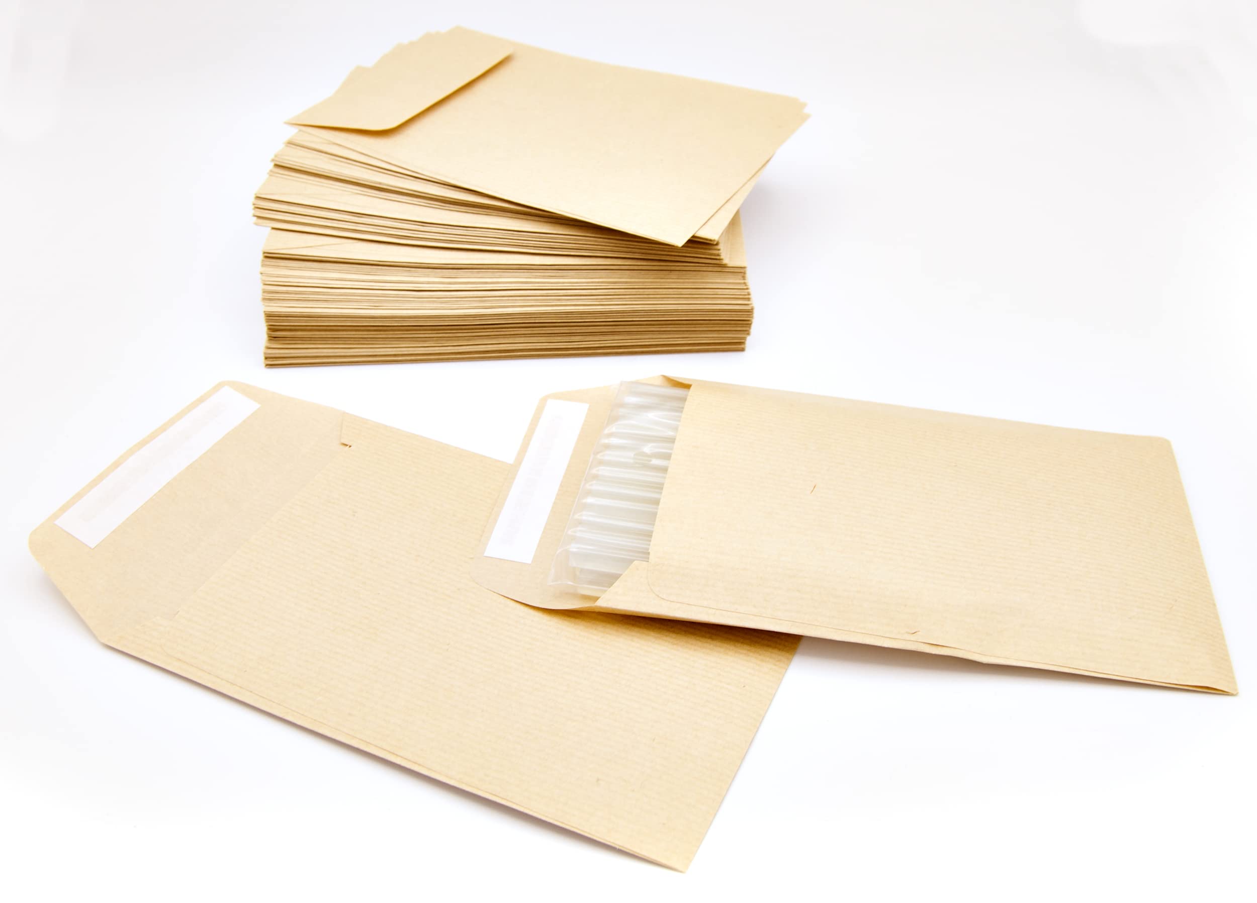 Sobres de Papel Kraft, Sobres Pequeños Tira de Silicona para Invitaciones o Bolsitas de Regalo de invitados de Boda. Medida 120x170mm. Sobres para joyas o semillas · m-office (1000 uds)