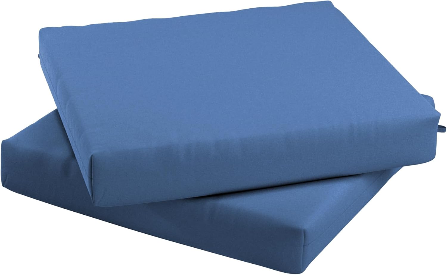California Umbrella Outdoor Replacement Patio Chair Pad Set of 2, 18 x 18 Inch, Premium Outdoor Memory Foam, Fade Resistant Solstice Olefin Fabric, Fabric Ties, Frost Blue