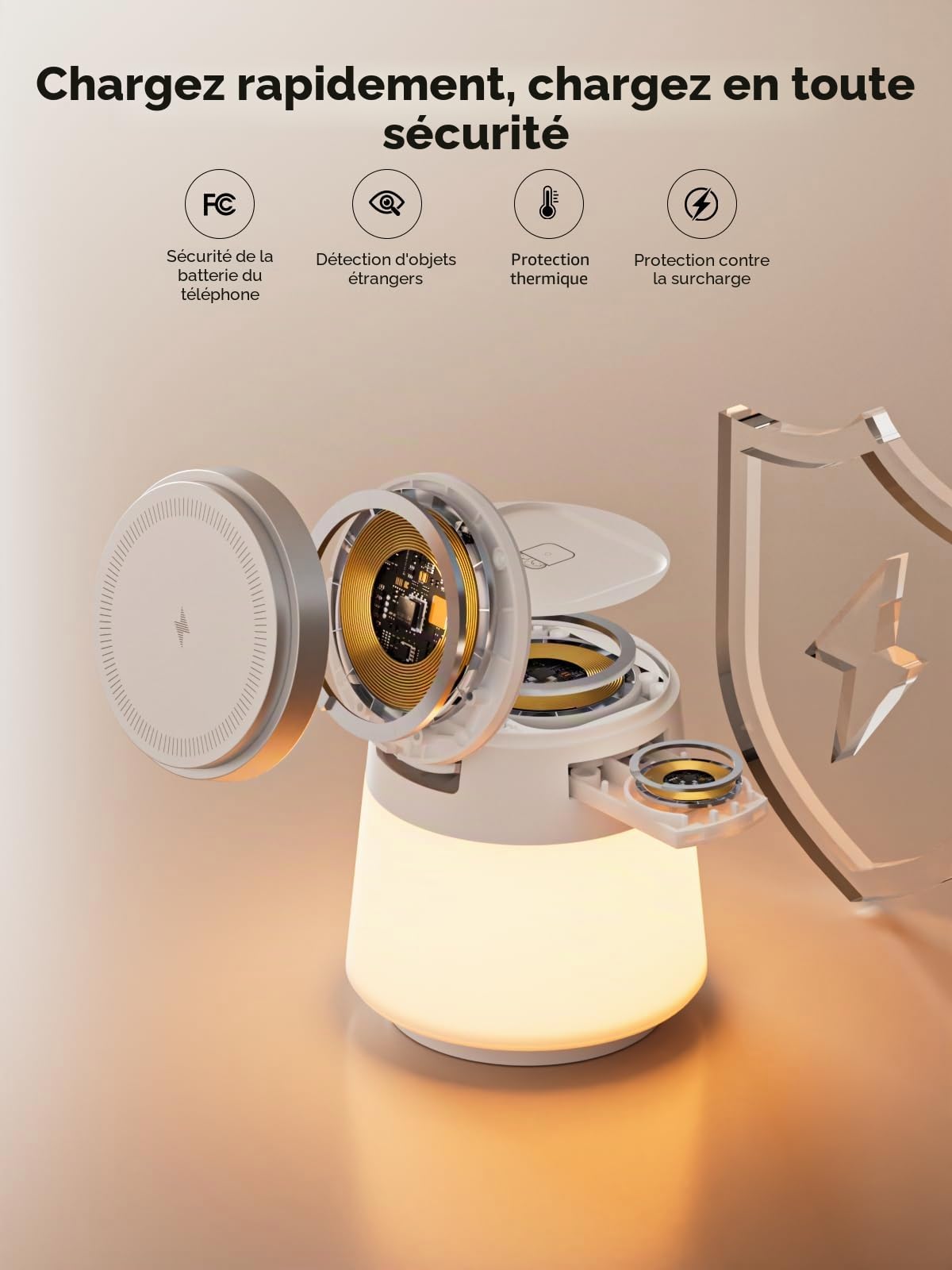 COLSUR Chargeur Induction pour iphone 17, 4 en 1 Station de Charge pour Apple Compatible pour Apple Watch and Air-Pods Chargeurs à Induction pour Téléphones Portables Veilleuse Cadeau Homme Femme