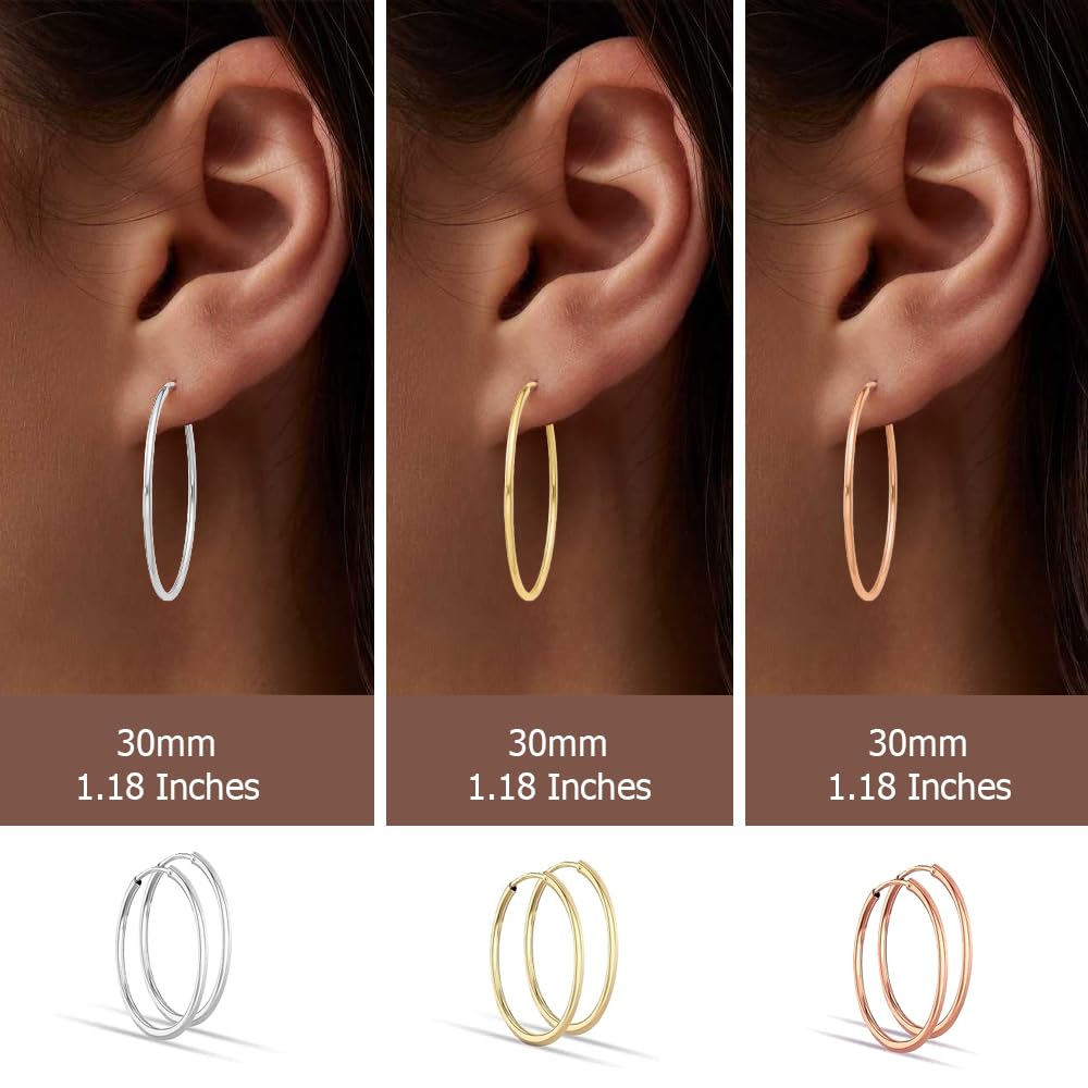 Charmsy 925 Sterling Silver Elegant 925 Sterling Silver Endless Hoop Earrings, Multi - Image 2