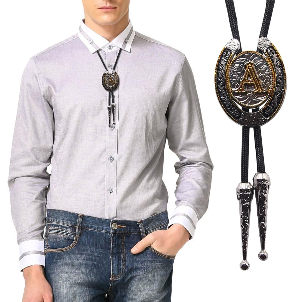 Cravatte da Cowboy, Collana Regolabile Corda di Similpelle con Ciondolo in Metallo