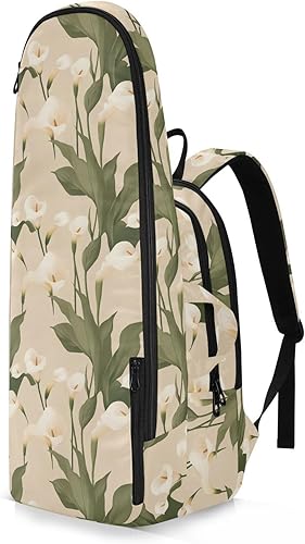 Miniatura 2 de Mochila de tenis para adultos, resistente al agua, retro, lirio de cala, beige, para tenis, bádminton, pickleball para raquetas de tenis