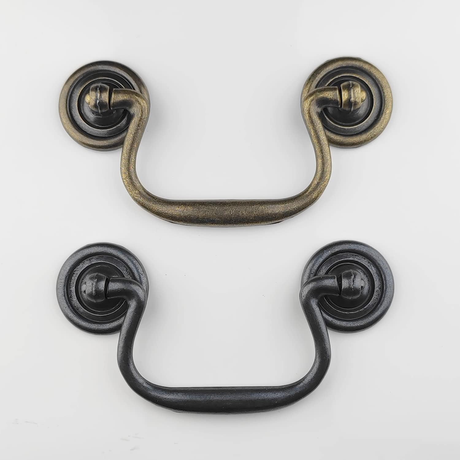 3.5" Hole Centers Drop Swing Dresser Pull Handles Antique Bronze Bail Pulls Hardware Cabinet Pulls Zinc Alloy Drawer Handles (10,Antique Black)