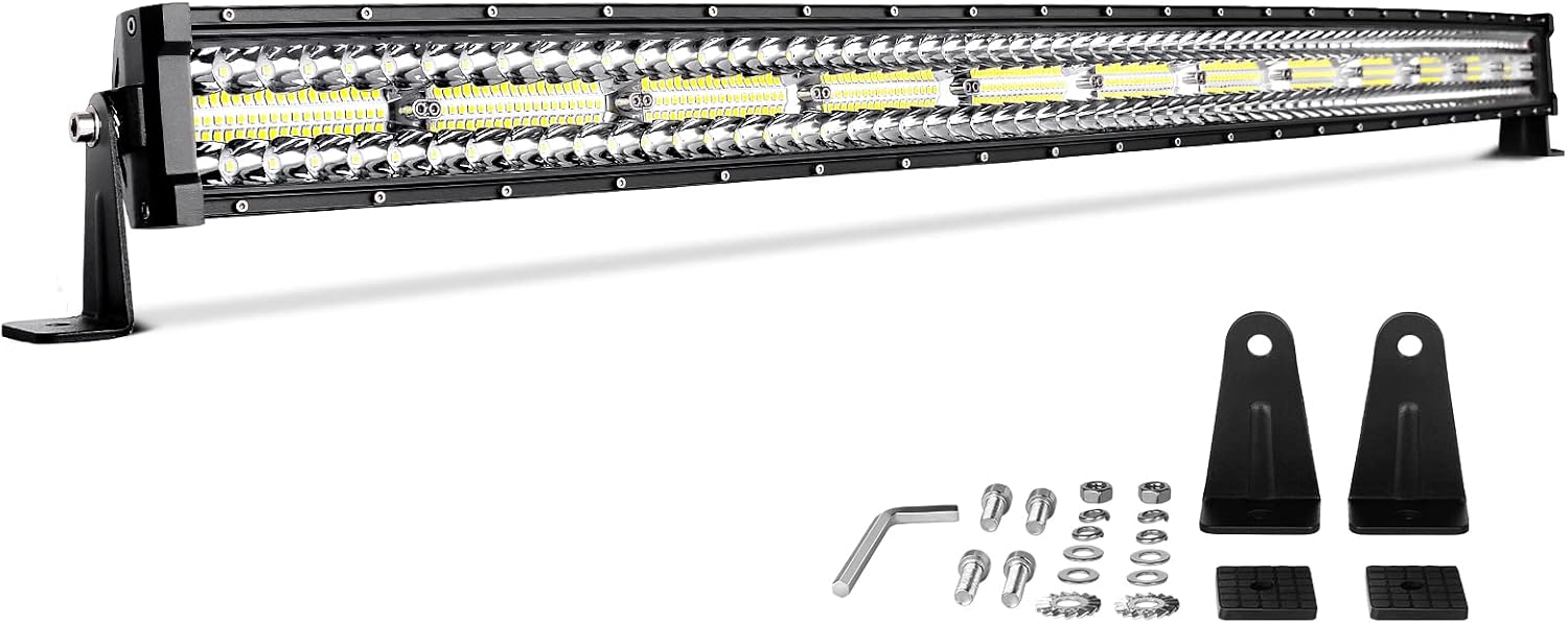 DWVO LED Light Bar 50 Inch Curved 720W Triple Row 45000LM Upgrade Chipset Led Work Light for Off Road Driving Fog Lamp Marine Boating IP68 Waterproof Spot & Flood Combo Beam Truck Light Bar