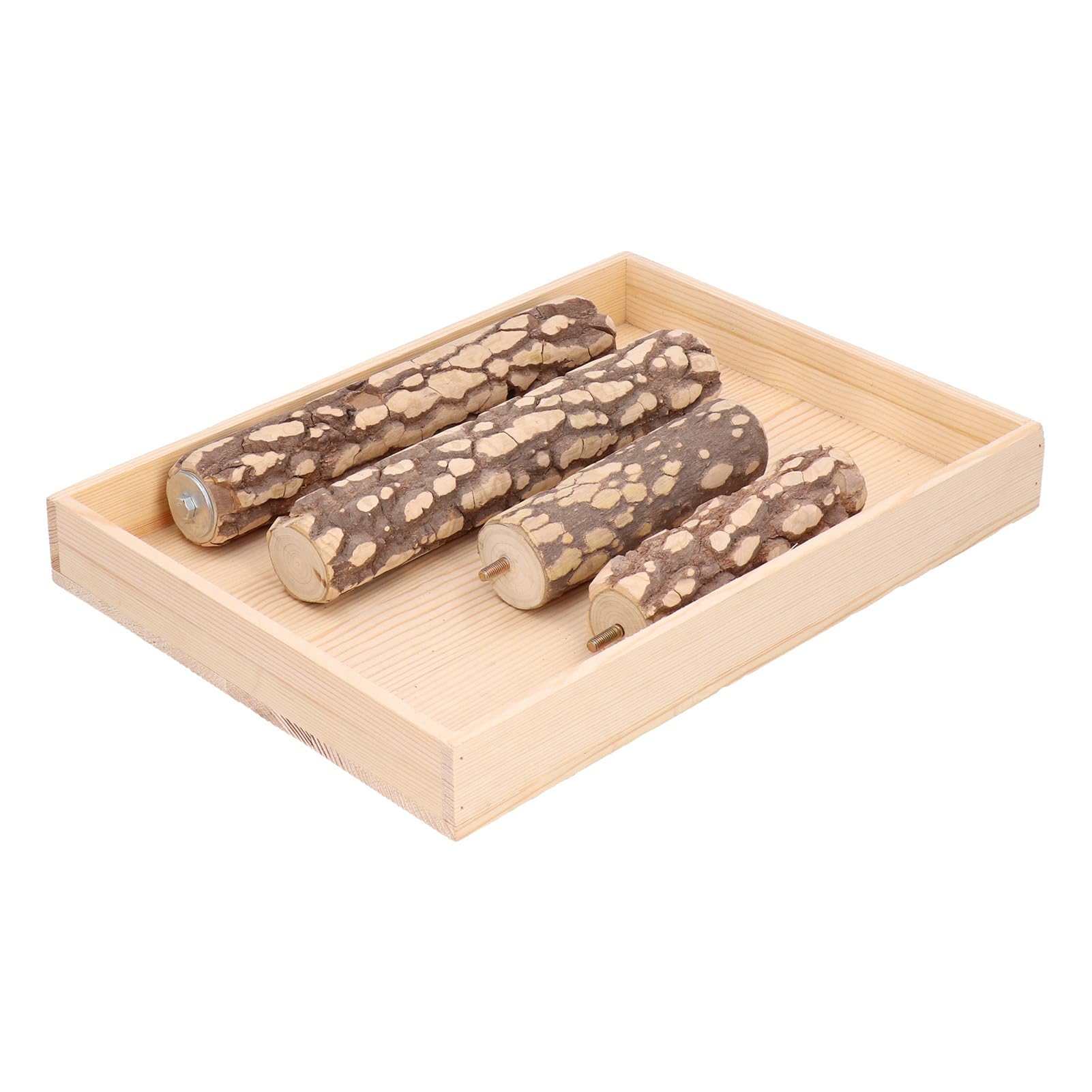 Supporto di gioco in legno per uccelli, rastrelliera per l’addestramento dei pappagalli con posatoio a superficie ruvida, parco giochi naturale in legno di frassino spinoso per