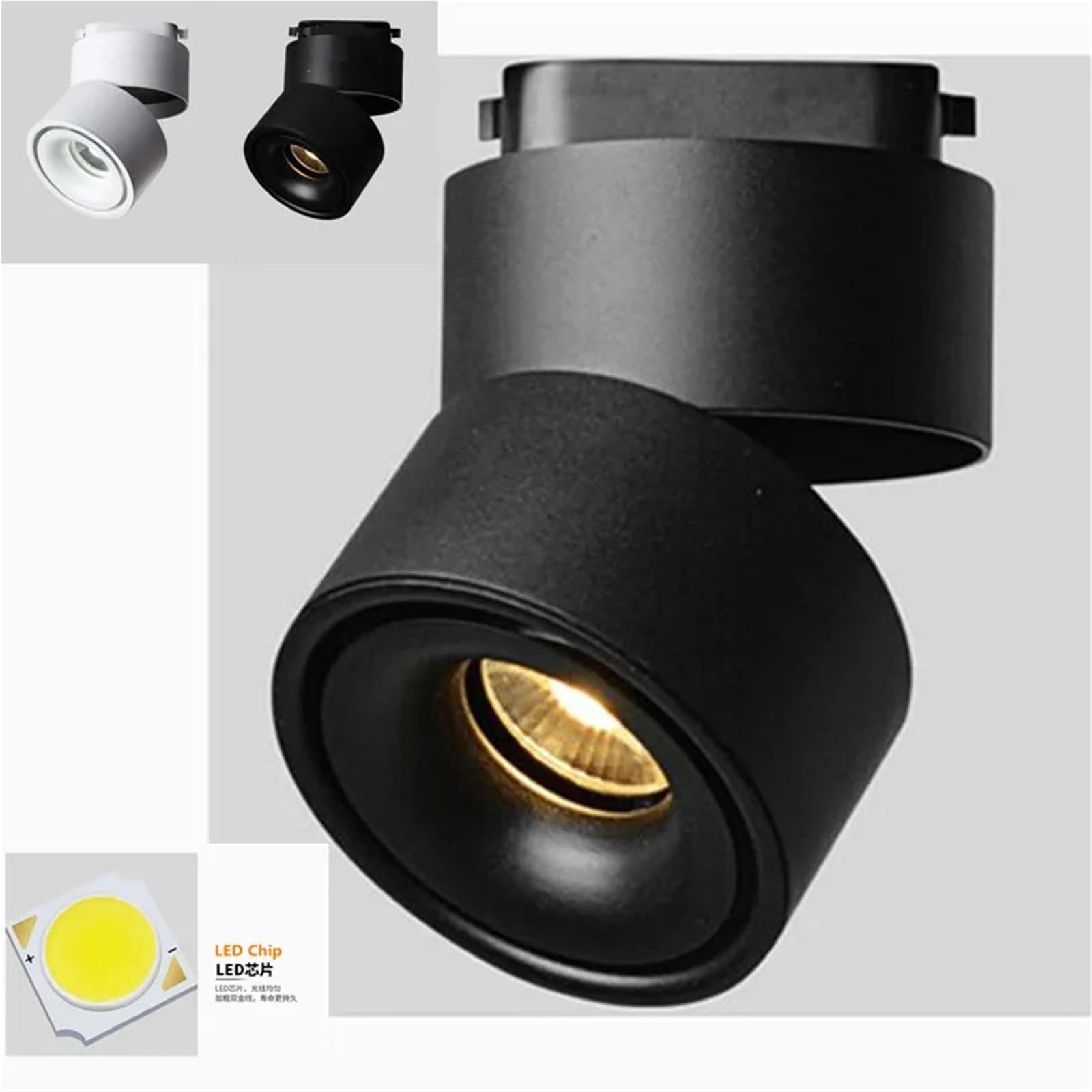Faretti Led Soffitto,LED Track Light Faretto da incasso a soffitto con faretto a binario dimmerabile a 2/3 fili, monofase, 15 W, COB LED, AC110 V/220 V(15W a Body,DIMMABLE 4000K_2 WIRES 1 PHASE)