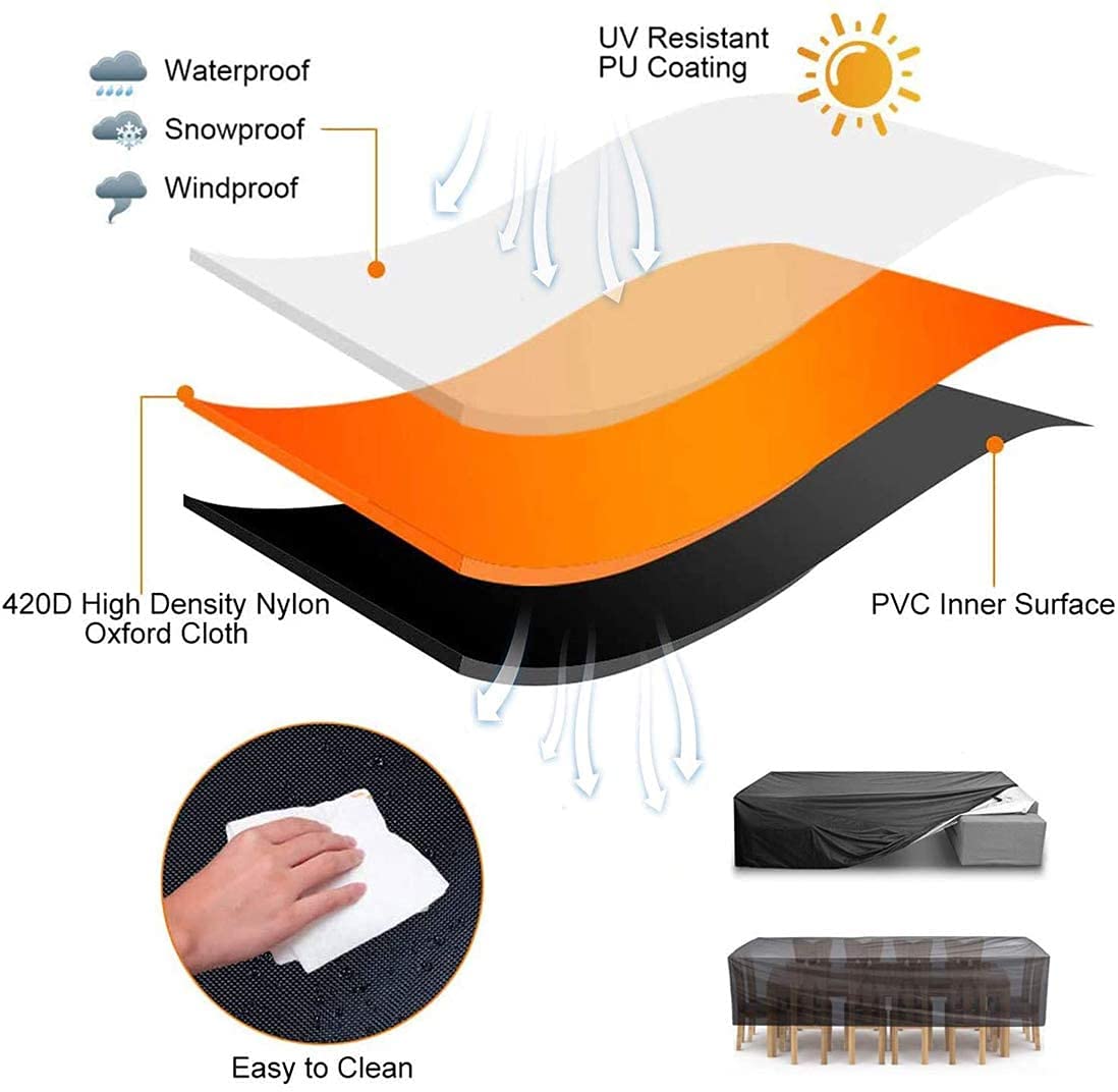 MAGT Gartenmöbel Abdeckung 123x62x55cm - Wasserdichter Schutz Aus Oxford-Stoff