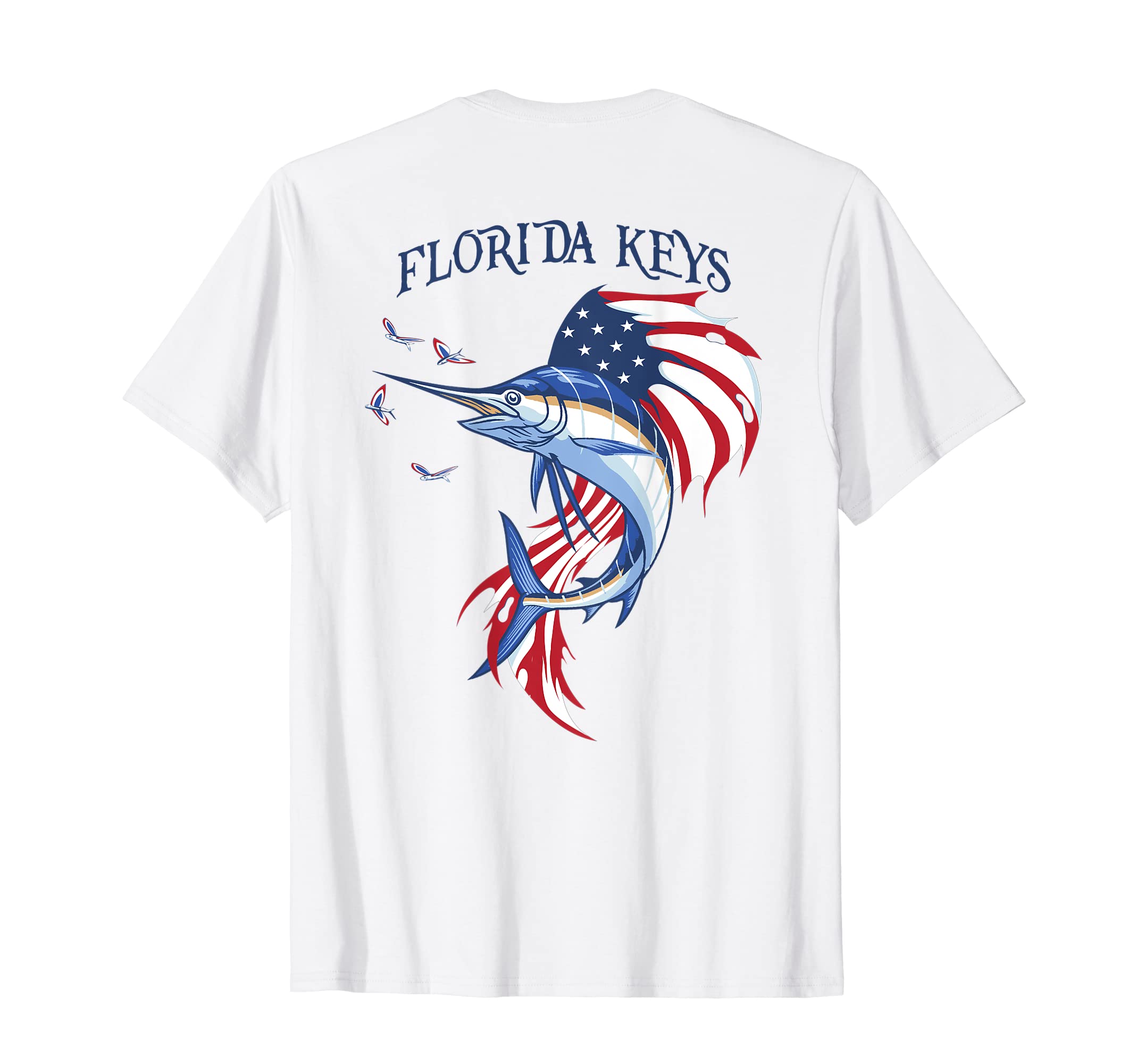 Amazon | アメリカ国旗 愛国的 カジキ マーリン フロリダの鍵 Tシャツ 