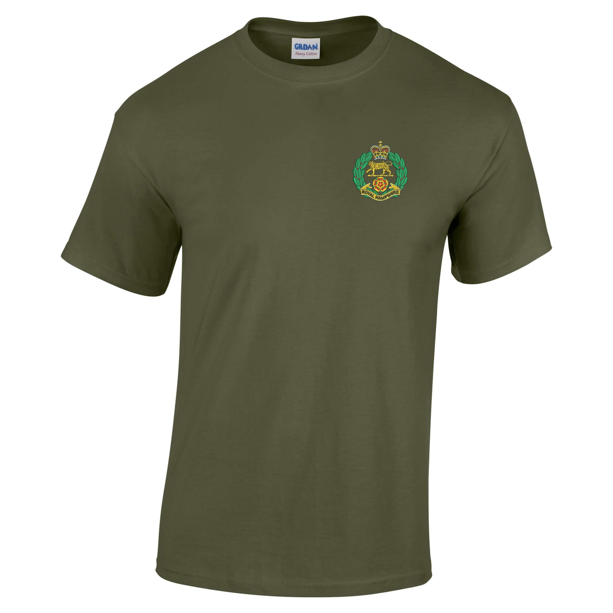 Pineapple Joe's Royal Hampshire Regiment Embroidered T-Shirt - Military Green - Medium