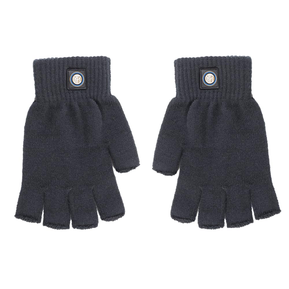 Inter Guanti a Maglia Mezze Dita, Accessori Ufficiali da Tifoso, Nero, Prodotto Merchandising Originale