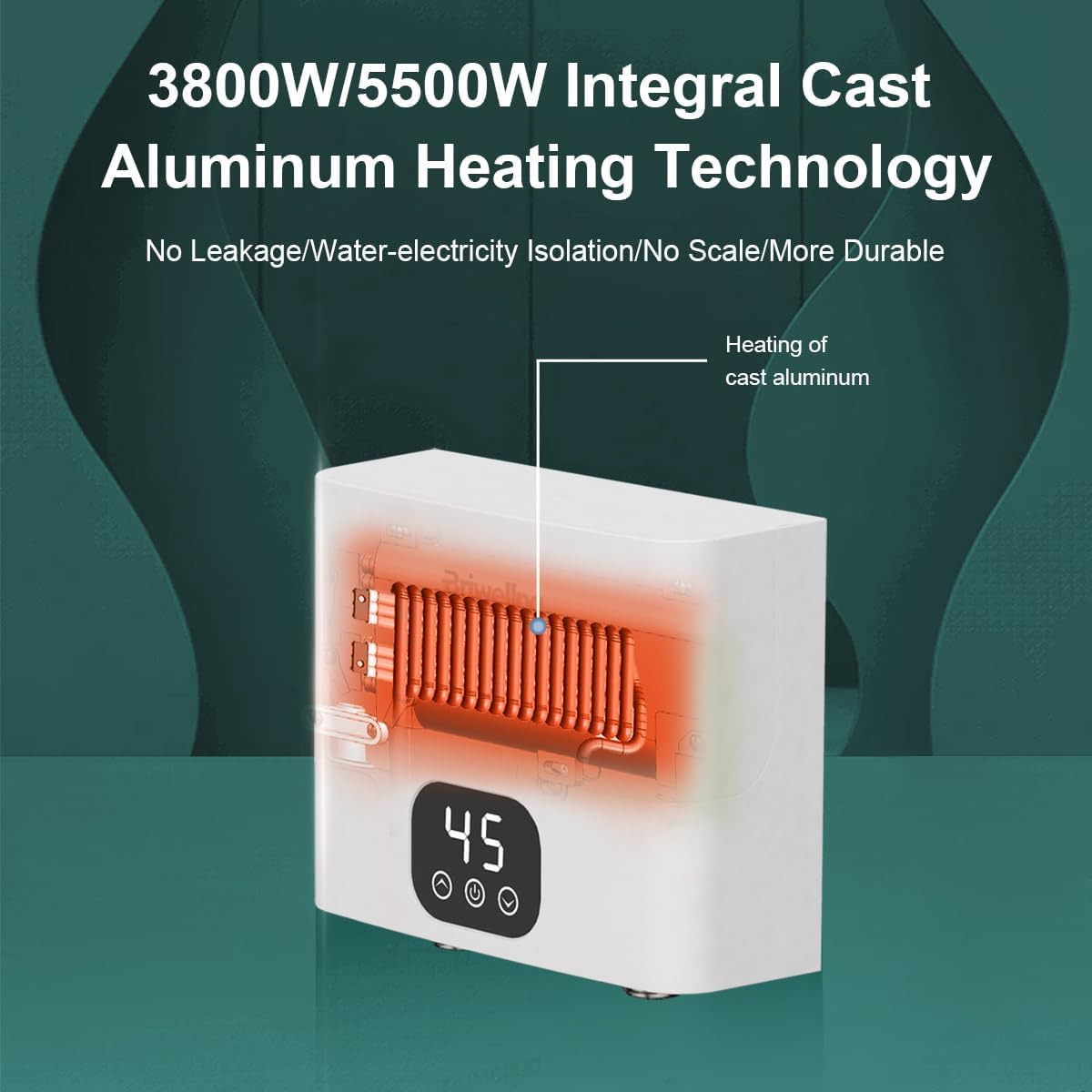 220V Calentador Agua Instantaneo Eléctricos,5500w Termo Eléctricos con Indicador LED de Temperatura,Sin tapón, Resistente a La Presión, Apto Para Lavabos, Cocinas, Fregaderos