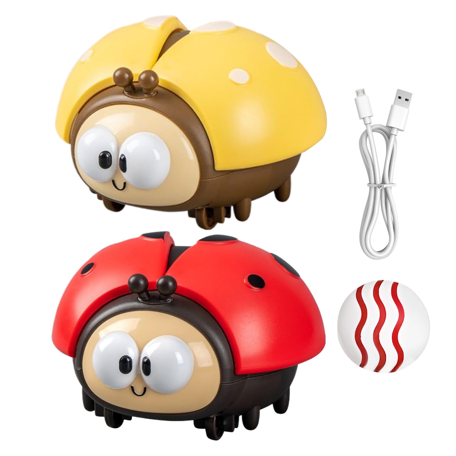 Ladybug Air Toy With Floating Ball, 2 pieces Kids Flying Ball Ladybird Toy, Preschool Early Educational Set, USB Charging Interactive Sensory Toys For Kindergarten Classroom Playroom Travel Christmas