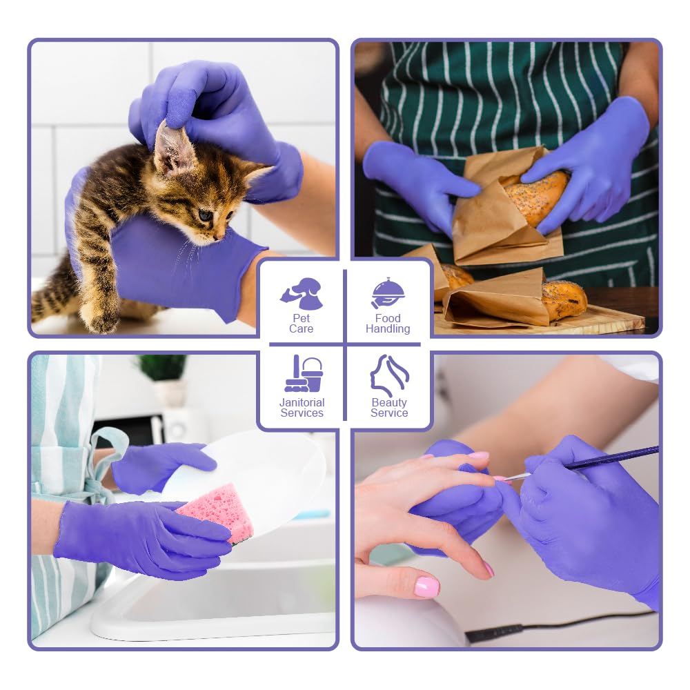 100 guanti in nitrile usa e getta taglia XS (scatola da 100 pezzi), guanti in nitrile blu, (LATEX FREE) certificati CE conformi alla norma EN455 guanti alimentari (taglia XS, blu