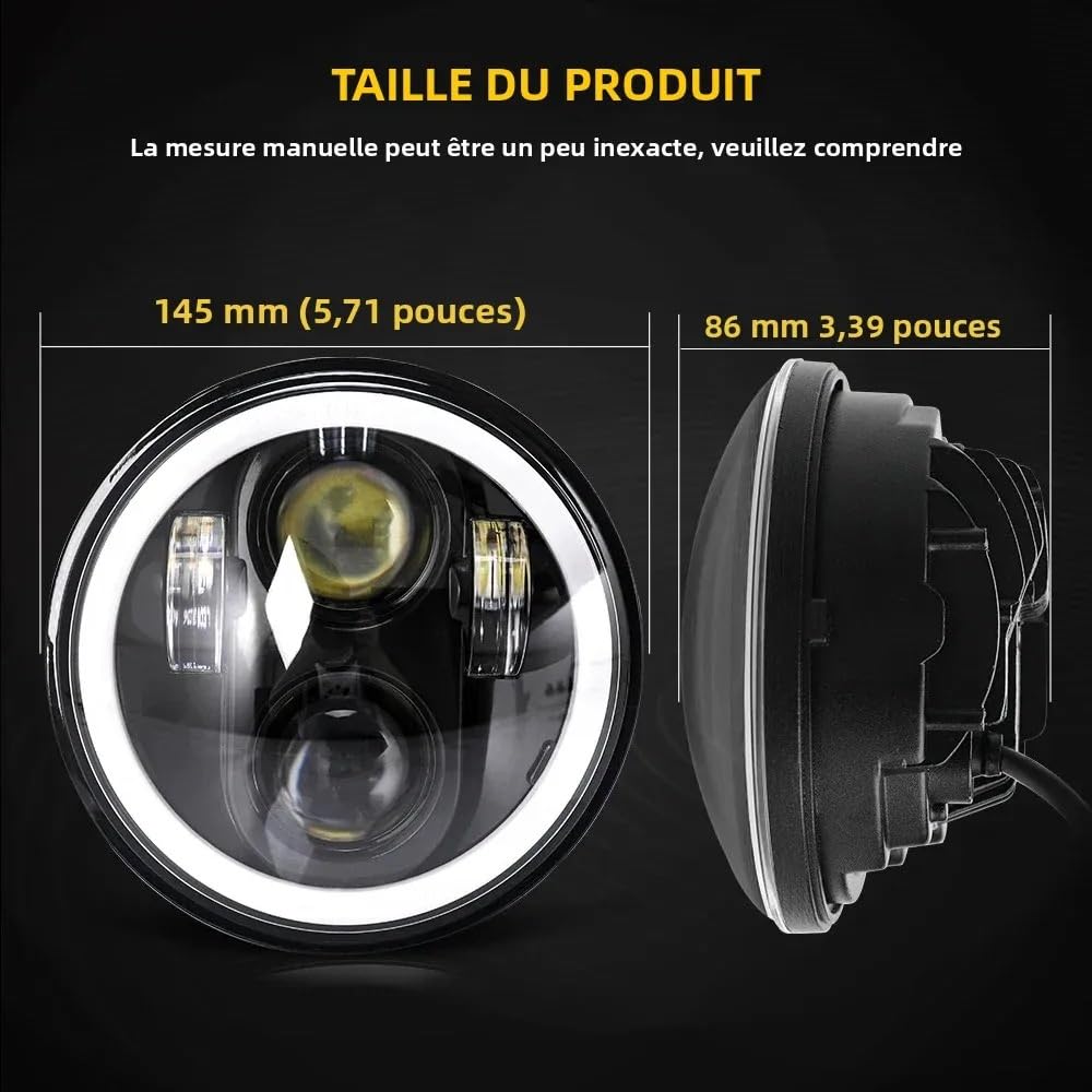 Reflektory motocyklowe Pasuje do Dyna Softail Sportster 883 XL883 FXCW IP685.75 Cal LED reflektor motocyklowy podwójny kolor 6000K 3500K DRL Światło Do Jazdy(1PCS Hi Lo Beam)